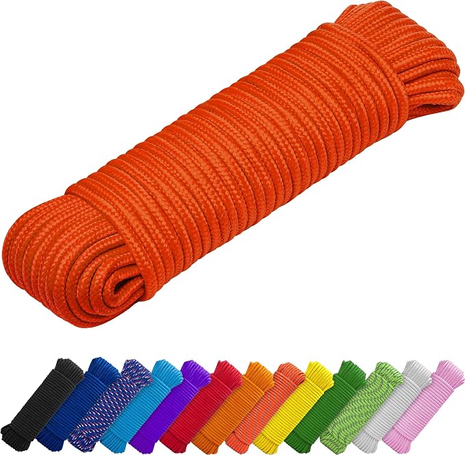 TECEUM Rope – 90 Feet x 1/4 Inch – Orange – Strong All-Purpose Utility Rope – by TECEUM