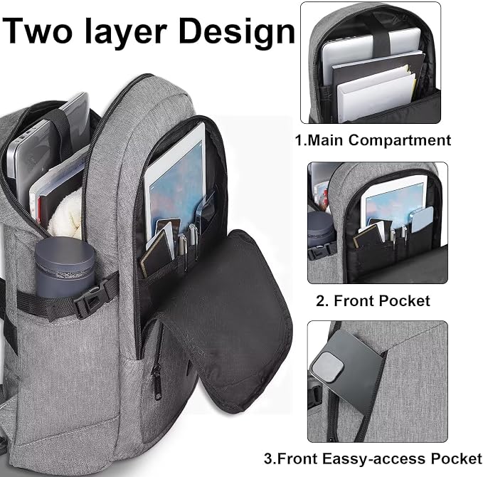 Mancro Laptop Backpack for Travel, Anti-theft Laptop Backpack for Men Business - Image 2