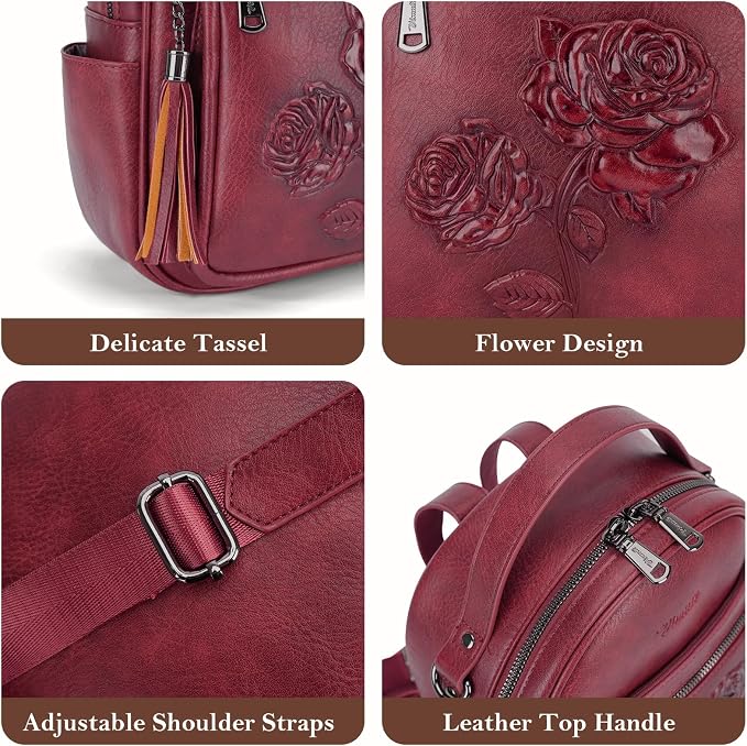 Mini Backpack Purse for Women, Embossed Vegan Leather Small Backpack Fashion - Image 6