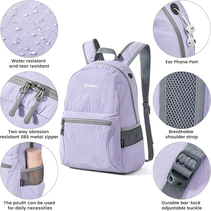 G4Free 20L Lightweight Packable Backpack Travel Hiking Daypack Foldable Backpack - Image 4