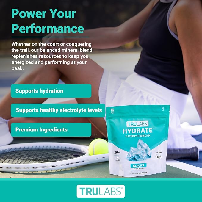 TRULABS Hydrate Electrolyte Drink Mix – Glacier Flavor, Sugar-Free Hydration - Image 5