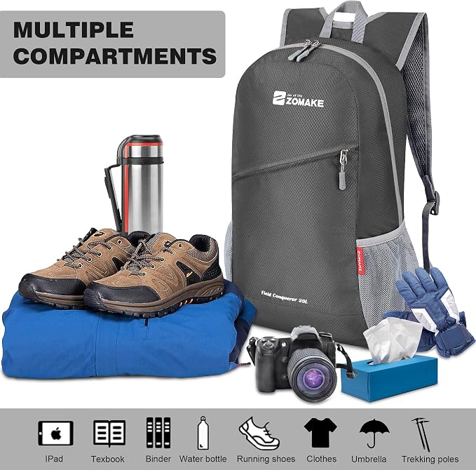 ZOMAKE Lightweight Packable Backpack, Foldable Backpacks Small Daypack - Image 3