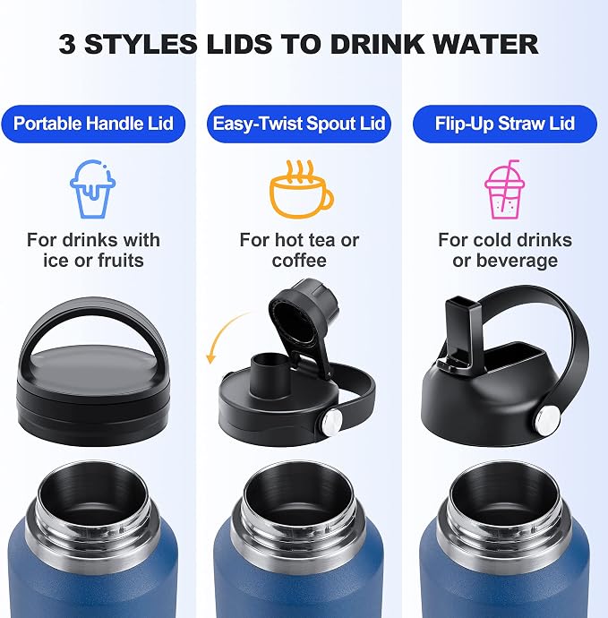 HYDROWION 32oz Water Bottle, Double Wall Vacuum Stainless Steel Insulated Water - Image 4
