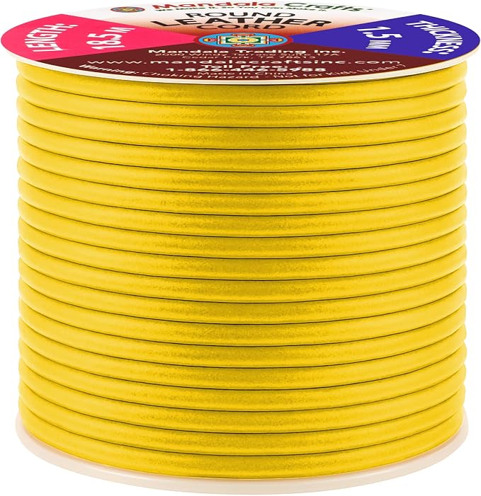 Mandala Crafts Round Genuine Yellow Leather Cord - Image 2