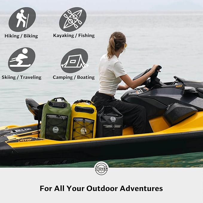STOVER 5/10/25/30/40/55L Waterproof Dry Bag- Roll-Top Backpack w/Phone Case- - Image 6