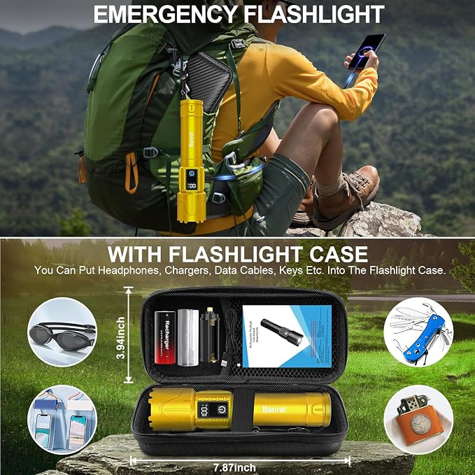 Banral Rechargeable Tactical Flashlights 2000 High Lumens - 5000mAh Super - Image 7