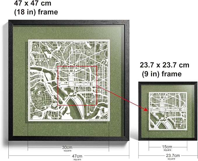 Washington D.C. Cut Map framed by O3 Design Studio, 18x18 inches, paper cutting - Image 3