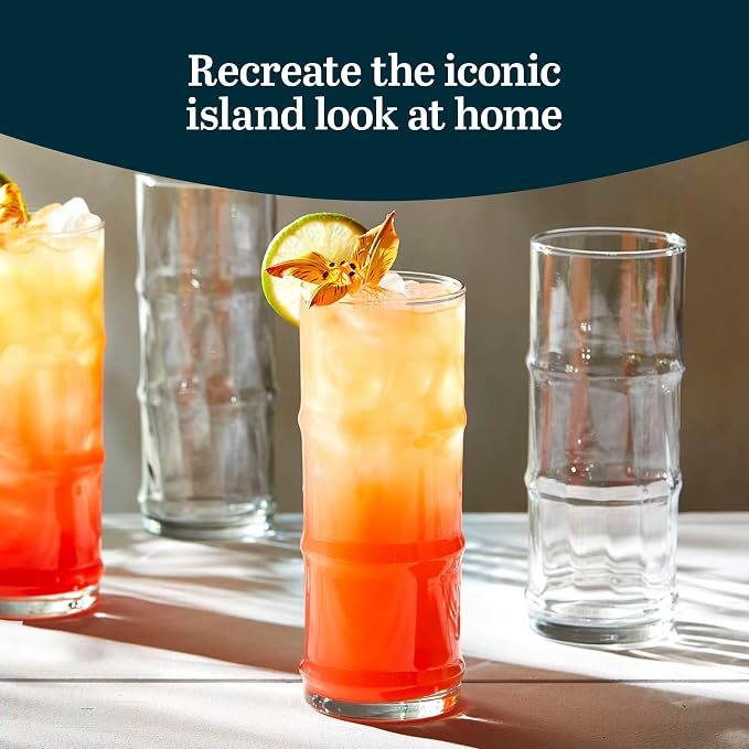 Libbey Tiki Bamboo Highball Drinking Glasses, Iconic 16 Oz Tall Cocktail - Image 4