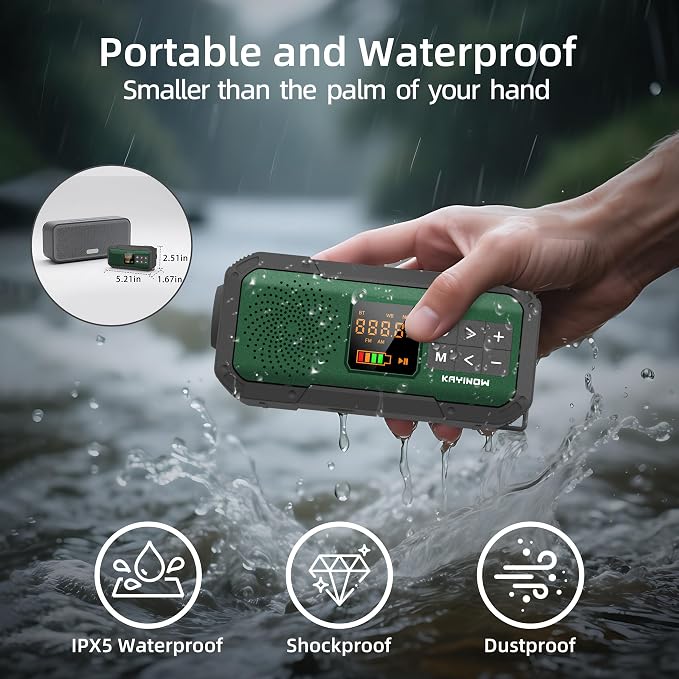 NOAA Weather Radio AM/FM, Portable 7400mWh/2000mAh Rechargeable Battery Operated - Image 6