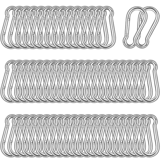 60PCS M5 Heavy Duty Carabiner Clip, 2Inch Snap Hook Quick Link Small Carabiner by XHAMXE
