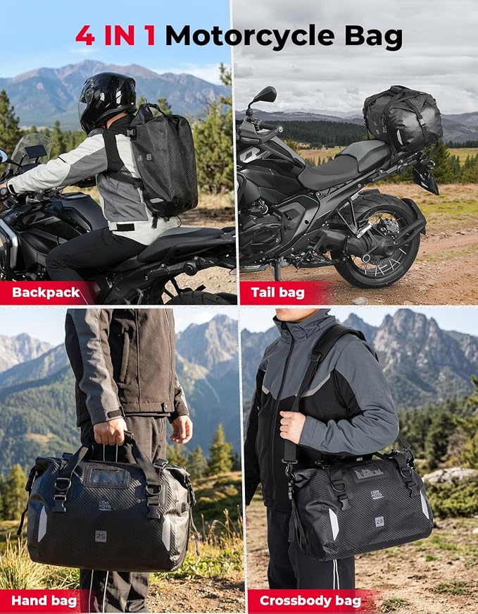 KEMIMOTO Waterproof Motorcycle Dry Bag – Duffle Tail Bag Soft Luggage, - Image 5
