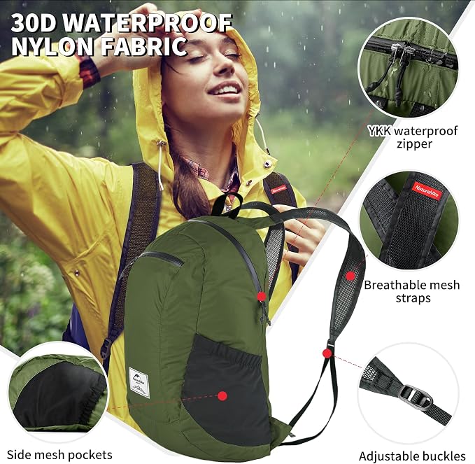 Naturehike 18L Lightweight Hiking Daypack, Waterproof Camping Packable Backpack - Image 4