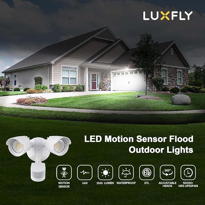 LED Motion Sensor Outdoor Lights, 34W 3500LM 5000K Daylight, IP65 Waterproof - Image 2