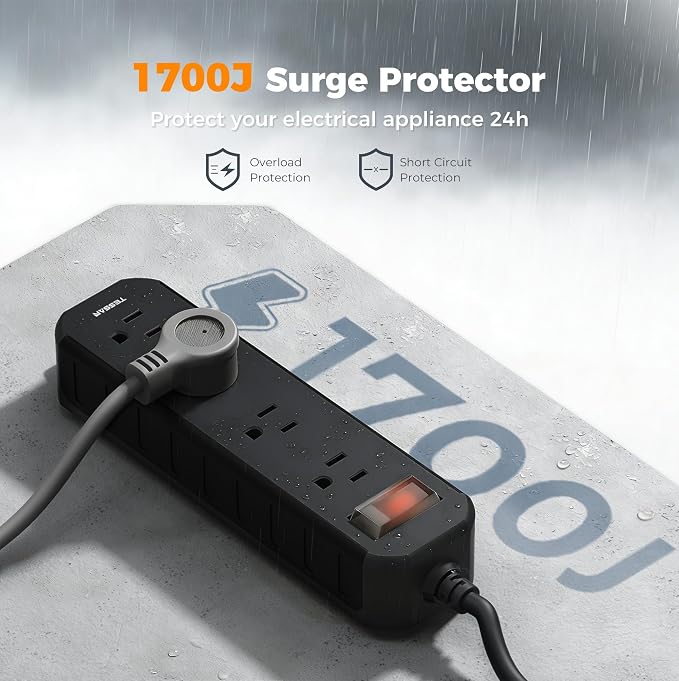 TESSAN Outdoor Power Strip Weatherproof, 50FT Extension Cord Waterproof - Image 4