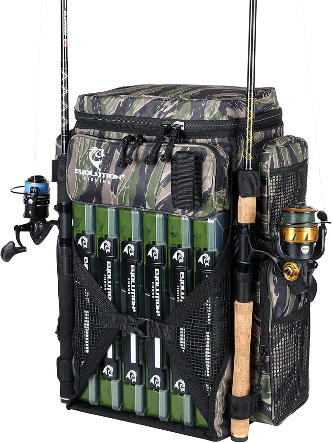 Evolution Fishing Drift Series Tackle Backpack, Outdoor Rucksack w/ 6 Fishing - Image 2