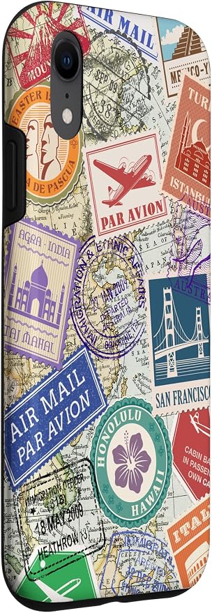 World Map Travel Passport Stamps Postage Stamp Case - Image 3