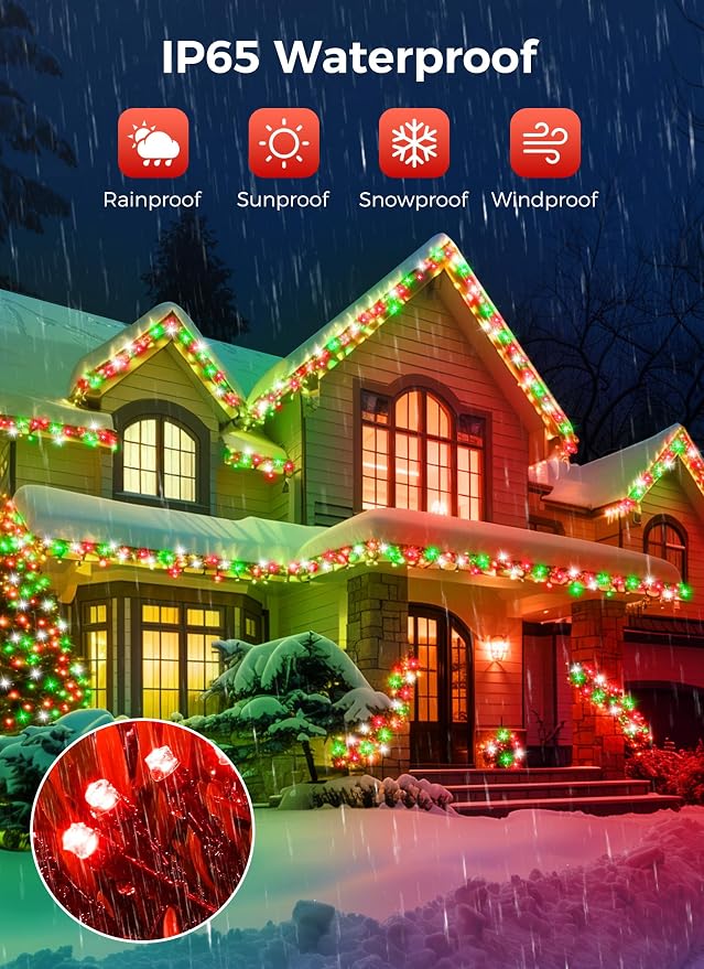 Minetom Solar Christmas Lights Outdoor Waterproof, 2 Pack Total 80FT 200 LED - Image 3