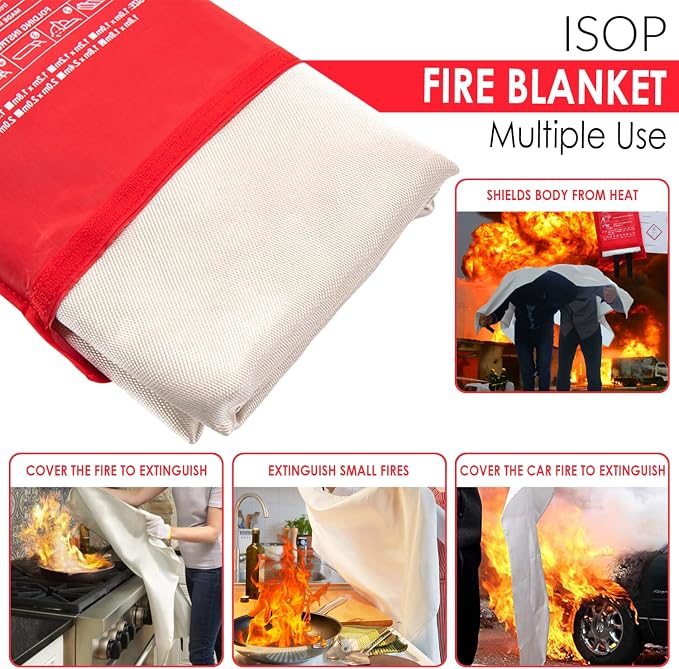 ISOP Fire Blanket Large 70 * 78 Inches – Fibreglass Fire Retardant Blanket – - Image 2