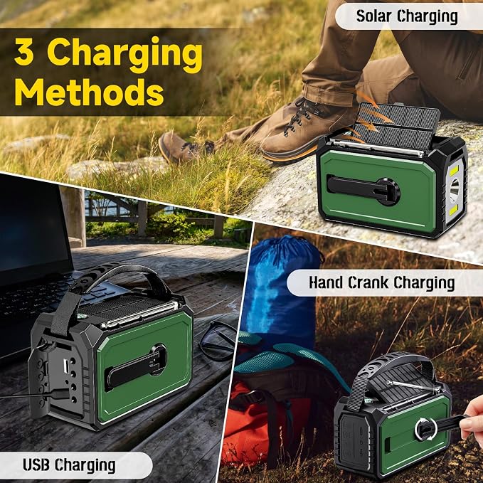 59200mWh Emergency Radio - 16000mAh Portable Solar Hand Crank NOAA/AM/FM - Image 5