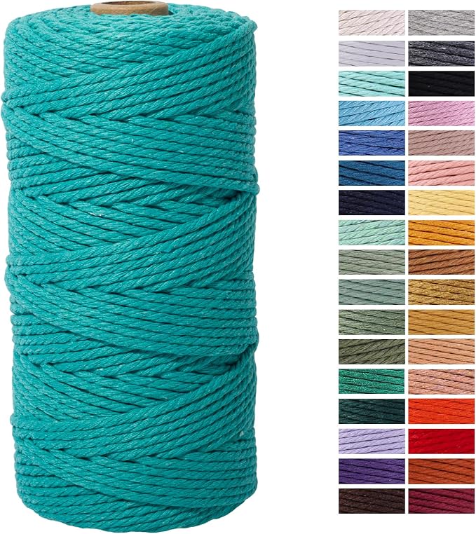 Turquoise Macrame Cord 3mm x 109Yards, Colored Cotton Rope Craft Cord Colorful by AestheticDesignforYou