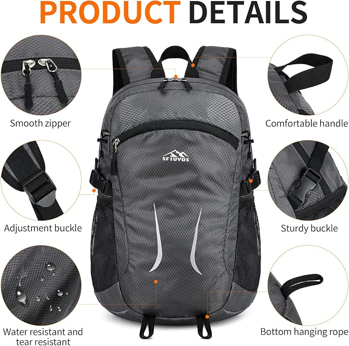 Small Hiking Backpack 35L Travel Lightweight Hiking Packable Daypack - Image 7