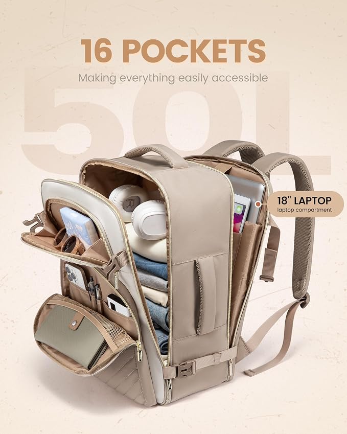LOVEVOOK Travel Backpack Carry on Flight Approved 50L, Waterproof TSA Travel - Image 4