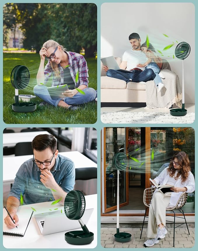 Primevolve Portable Oscillating Standing Fan, Rechargeable Battery Operated USB - Image 7