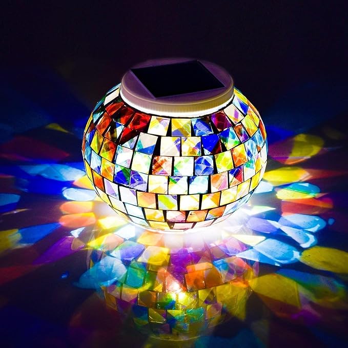 WSgift Color Changing Solar Powered Glass Mosaic Ball Led Garden Lights by WSgift