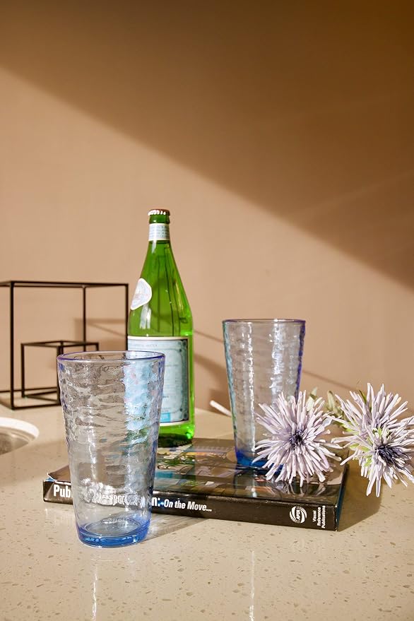 KLIFA- RIPPLE- 22.5 ounce, Acrylic Highball Drinking Glasses Cups, Stackable - Image 4