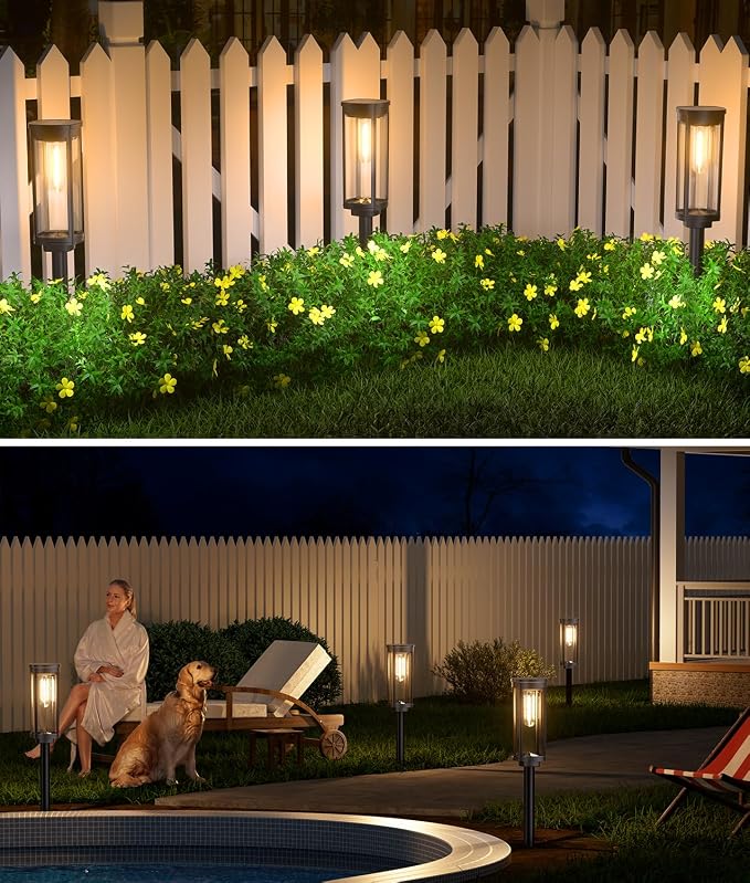 NEWMESSI 8 Pack Solar Pathway Lights Outdoor IP65 Waterproof Super Brightness - Image 6