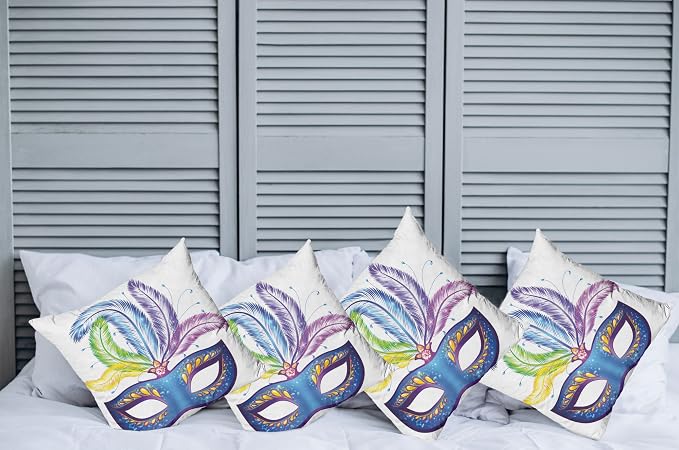 Ambesonne Mardi Gras Throw Pillow Cushion Case Pack of 4, Modern Accent - Image 2