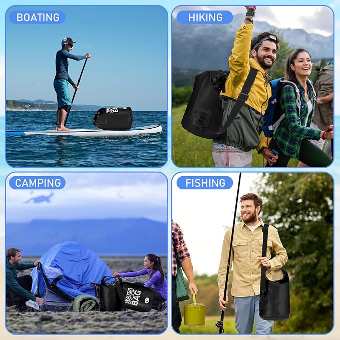Jexine 10 Pack Dry Bag Waterproof, 5L Ultralight Dry Sacks Roll Top Storage Bag - Image 7