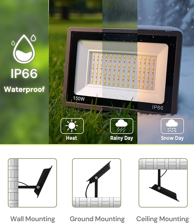 L LOHAS LED 150W Flood Light Outdoor, RGB Landscape Lighting - Image 6