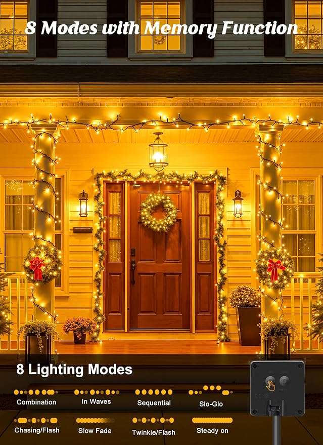 Brightown Solar String Lights Outdoor, 4 Pack Total 160FT 400 LED Solar Powered - Image 3