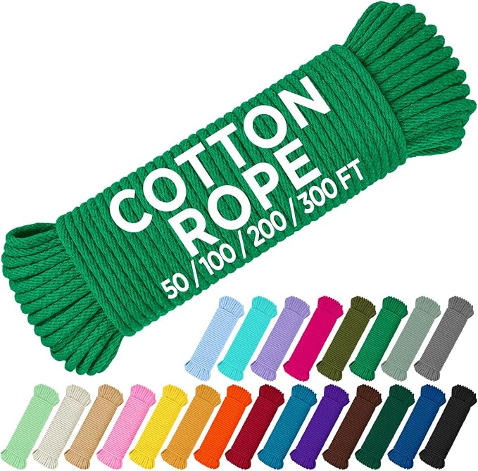 TECEUM Cotton Rope 3/16” – 50 FT – Strong All-Purpose Braided Rope – Natural by TECEUM