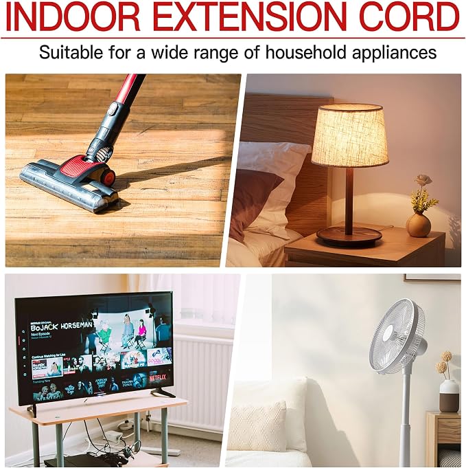 18/3 Indoor Extension Cord 3 FT, 3 Prong Power Cable, Suitable - Image 7