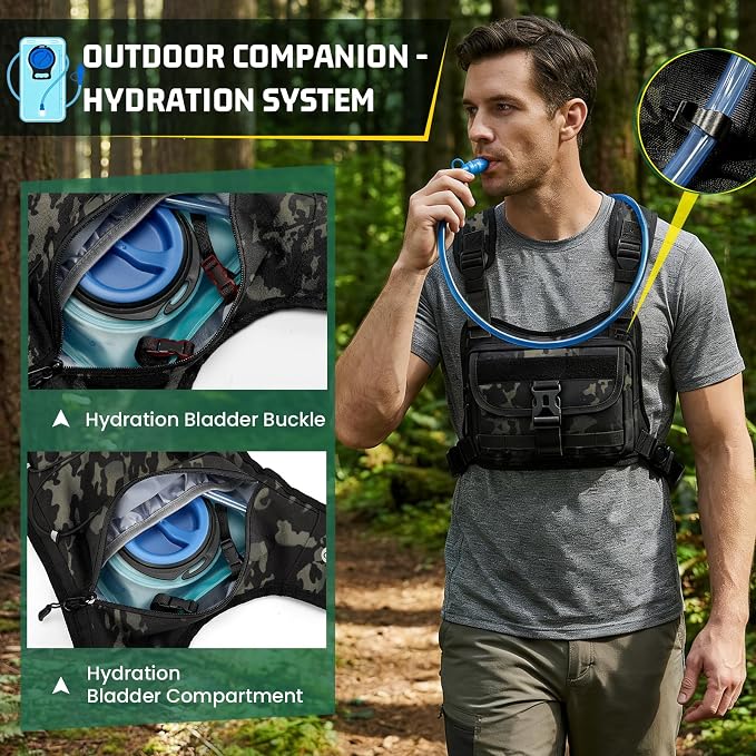 RAINSMORE Hydration Vest with 2L Water Bladder Lightweight Reflective Chest Pack - Image 3