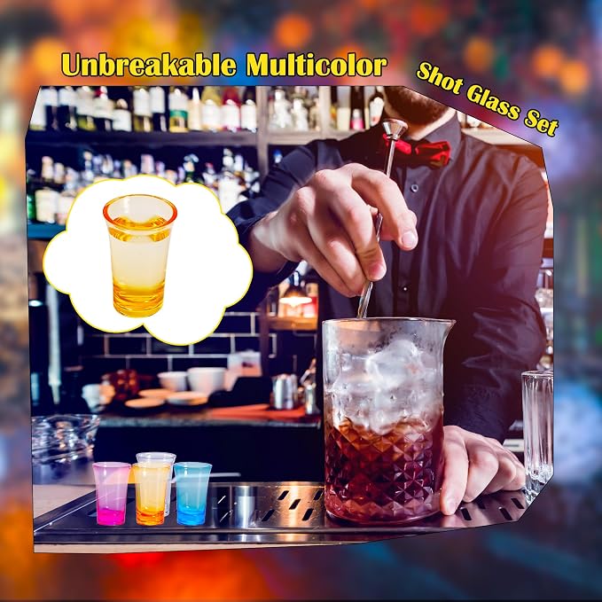 24 Pcs 1.2 oz Colorful Acrylic Shot Glasses Bulk Gradient Acrylic Shot Glass - Image 4