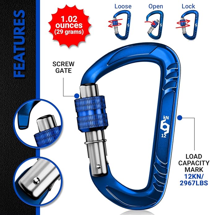 Rhino Produxs 12kN Heavy Duty Carabiner Clips, - Image 3