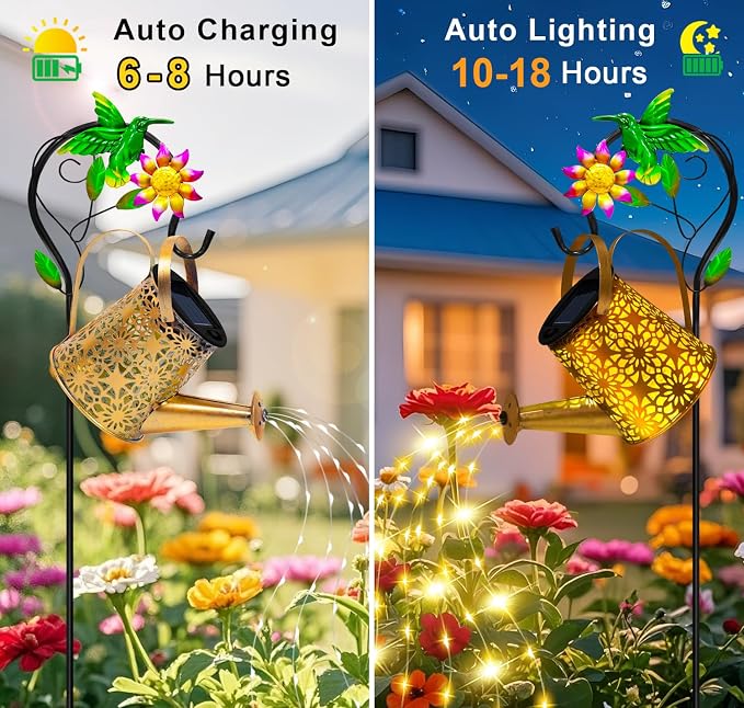 Christmas Gifts Solar Metal Watering Can - Image 2