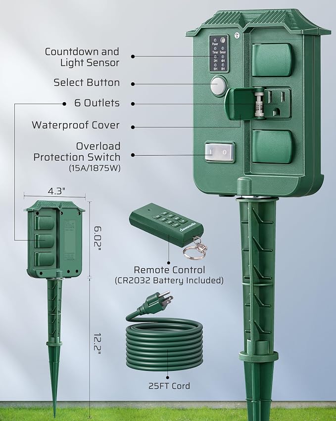 DEWENWILS Outdoor Power Stake Timer, Waterproof Outdoor Timer - Image 7