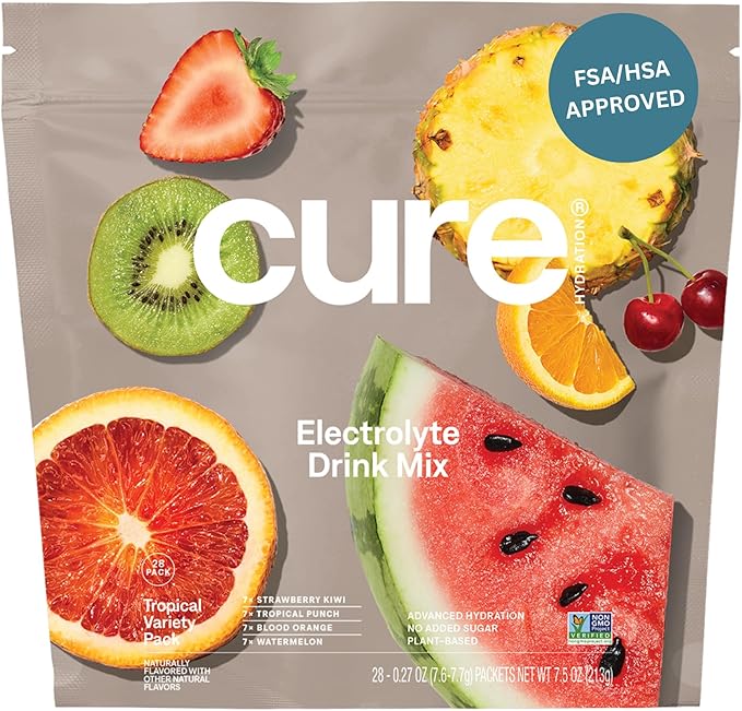 Cure Hydration | Plant-Based Electrolyte Drink Mix | No Added Sugar | FSA-HSA | by CureHydration