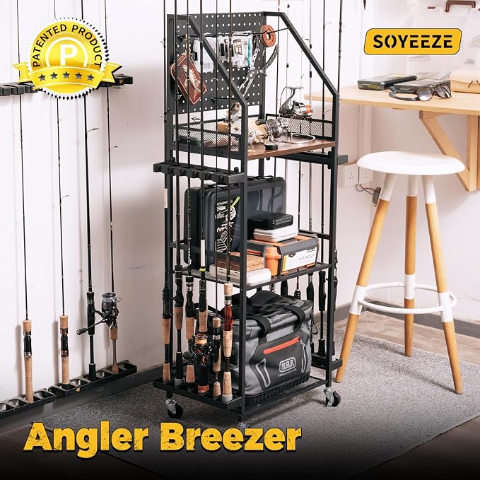 SOYEEZE Fishing Rod Holders for Garage, Fishing Pole Holders Up to 12 Rods - Image 6