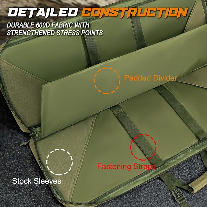 DULCE DOM 36 42 48 Inch Double Rifle Case, Tactical Soft Padded Backpack - Image 2