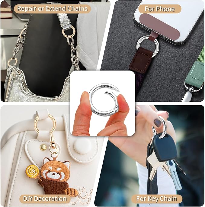 Gkeygo Key Ring Clip, 4/5 Inch Keychain Rings, 8 Pack Round Carabiner Clip - Image 5