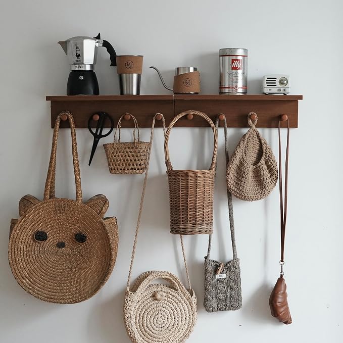 Entrance Coat Rack ，Coat Hooks, Wall-Mounted Wooden Hook Rack, Wall-Mounted - Image 3