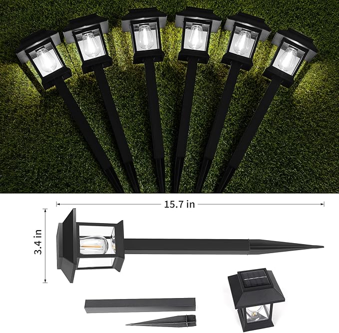 Greluna Solar Lights Outdoor, 6 Pack 6000K Waterproof Auto On/Off Solar Pathway - Image 6