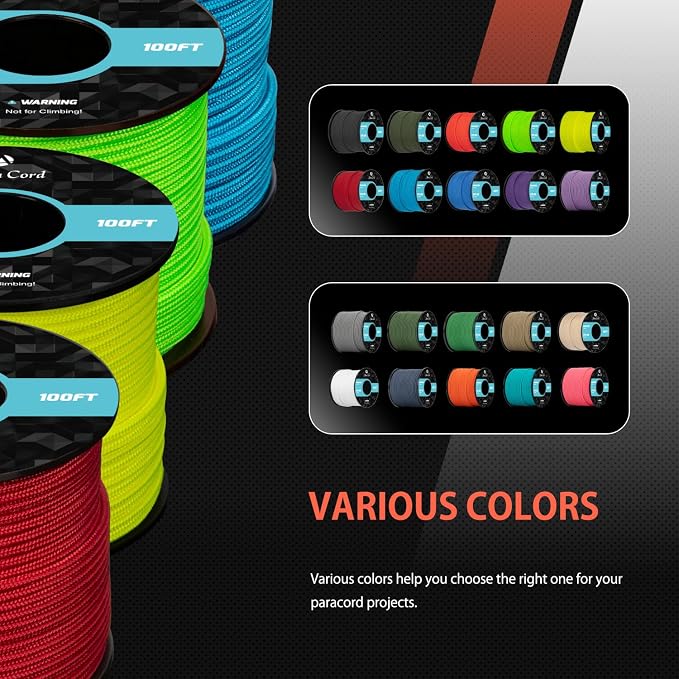 Abma Cord 2.4mm Paracord 275 100ft Nylon Rope 4 Strands Tactical Parachute Cord - Image 5