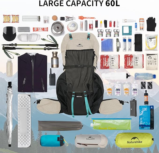 Naturehike 60L Rock 2.0 Upgraded Internal Frame Hiking Backpack - Image 4