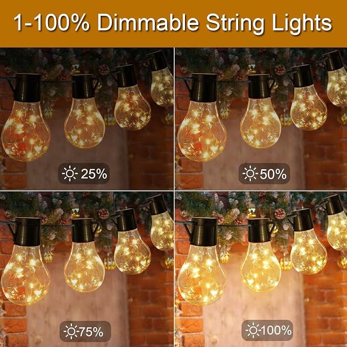14ft Battery Operated 20 Hanging Bulb 100 LED String Lights, Vintage Commercial - Image 8